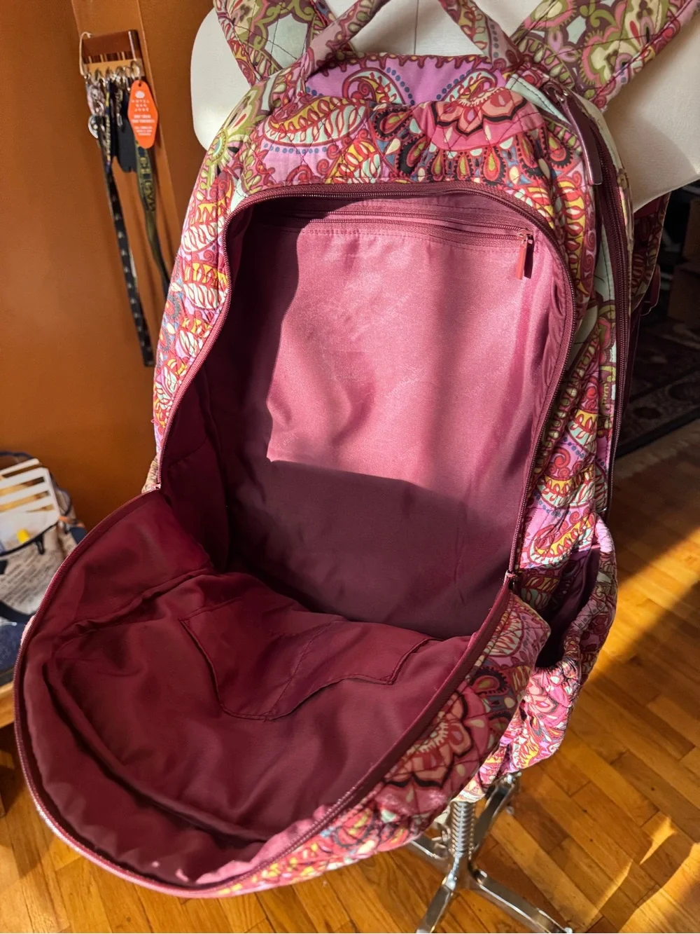 Vera Bradley Pink Paisley Floral Quilted Backpack